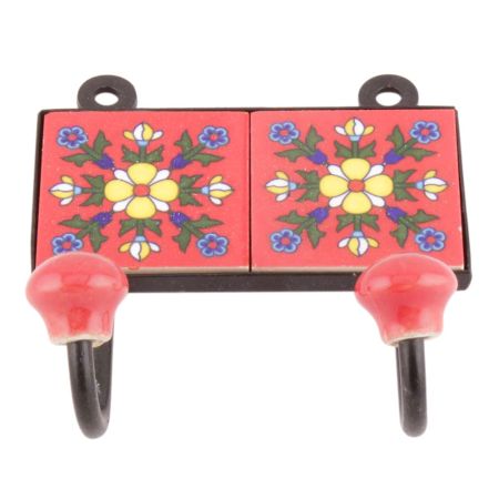 Red And Yellow Flower Ceramic Tiles Hooks Online